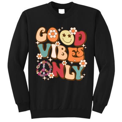 Good Vibes Only Peace Love 60s 70s Tie Dye With Retro Groovy Tall Sweatshirt