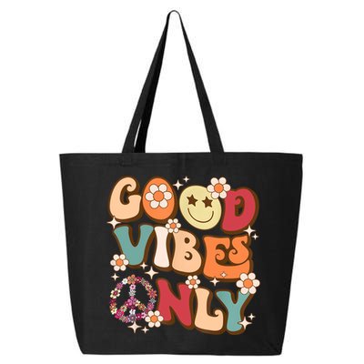 Good Vibes Only Peace Love 60s 70s Tie Dye With Retro Groovy 25L Jumbo Tote