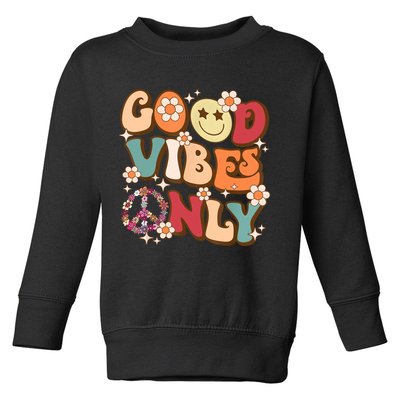 Good Vibes Only Peace Love 60s 70s Tie Dye With Retro Groovy Toddler Sweatshirt