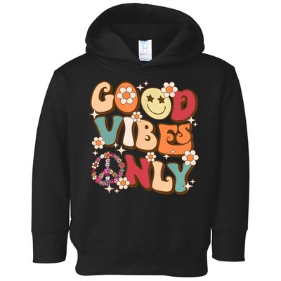 Good Vibes Only Peace Love 60s 70s Tie Dye With Retro Groovy Toddler Hoodie
