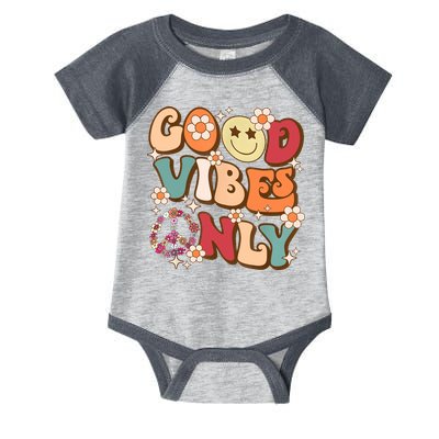 Good Vibes Only Peace Love 60s 70s Tie Dye With Retro Groovy Infant Baby Jersey Bodysuit
