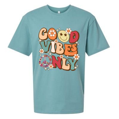 Good Vibes Only Peace Love 60s 70s Tie Dye With Retro Groovy Sueded Cloud Jersey T-Shirt