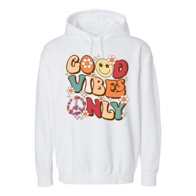 Good Vibes Only Peace Love 60s 70s Tie Dye With Retro Groovy Garment-Dyed Fleece Hoodie