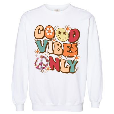 Good Vibes Only Peace Love 60s 70s Tie Dye With Retro Groovy Garment-Dyed Sweatshirt