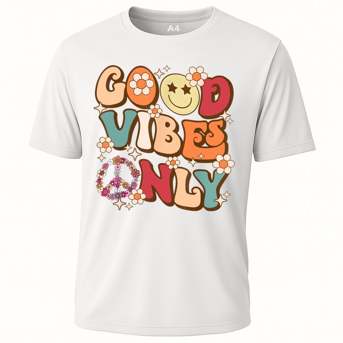 Good Vibes Only Peace Love 60s 70s Tie Dye With Retro Groovy Cooling Performance Crew T-Shirt