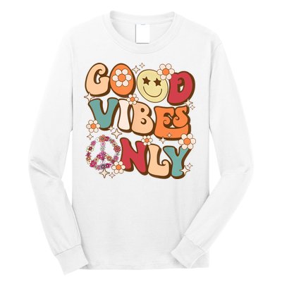 Good Vibes Only Peace Love 60s 70s Tie Dye With Retro Groovy Long Sleeve Shirt