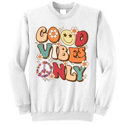 Good Vibes Only Peace Love 60s 70s Tie Dye With Retro Groovy Sweatshirt