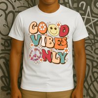 Good Vibes Only Peace Love 60s 70s Tie Dye With Retro Groovy T-Shirt