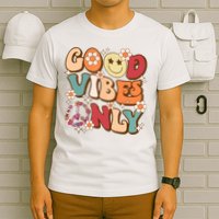 Good Vibes Only Peace Love 60s 70s Tie Dye With Retro Groovy T-Shirt
