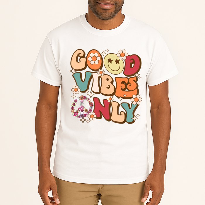Good Vibes Only Peace Love 60s 70s Tie Dye With Retro Groovy Tall T-Shirt