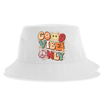 Good Vibes Only Peace Love 60s 70s Tie Dye With Retro Groovy Sustainable Bucket Hat