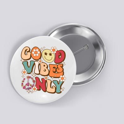 Good Vibes Only Peace Love 60s 70s Tie Dye With Retro Groovy Button