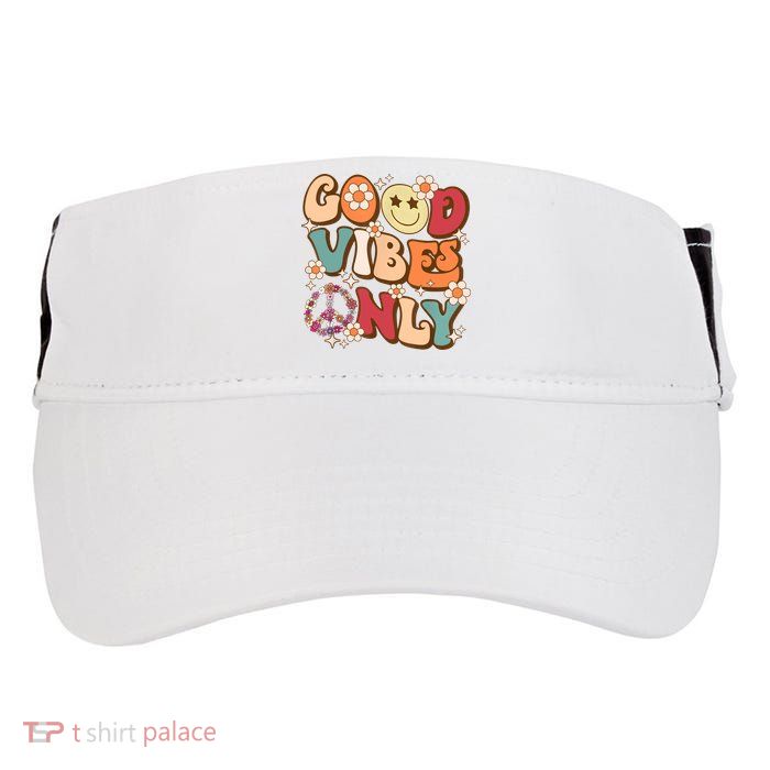 Good Vibes Only Peace Love 60s 70s Tie Dye With Retro Groovy Adult Drive Performance Visor