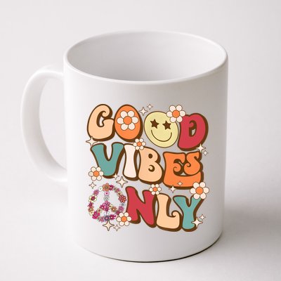 Good Vibes Only Peace Love 60s 70s Tie Dye With Retro Groovy Mug