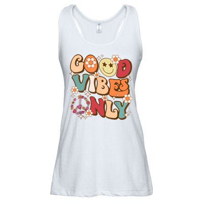 Good Vibes Only Peace Love 60s 70s Tie Dye With Retro Groovy Ladies Essential Flowy Tank