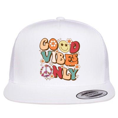 Good Vibes Only Peace Love 60s 70s Tie Dye With Retro Groovy Flatbill Hat