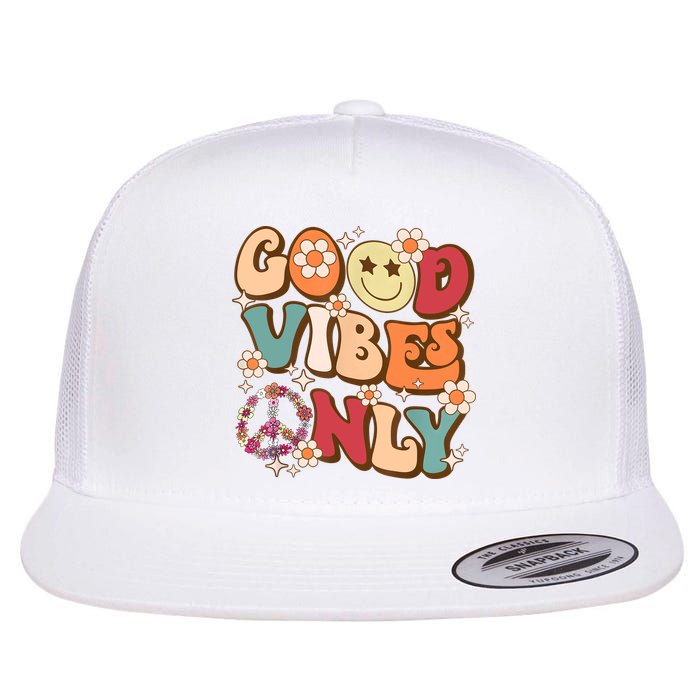 Good Vibes Only Peace Love 60s 70s Tie Dye With Retro Groovy Flatbill Hat