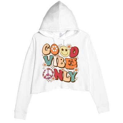 Good Vibes Only Peace Love 60s 70s Tie Dye With Retro Groovy Crop Fleece Hoodie
