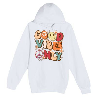 Good Vibes Only Peace Love 60s 70s Tie Dye With Retro Groovy Premium Pullover Hoodie