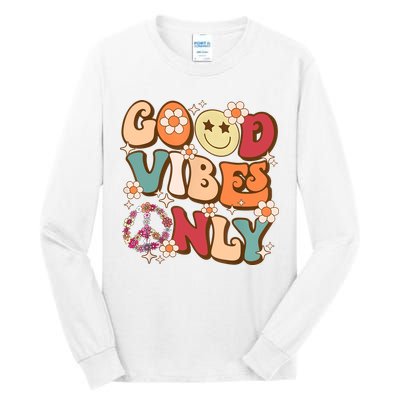 Good Vibes Only Peace Love 60s 70s Tie Dye With Retro Groovy Tall Long Sleeve T-Shirt