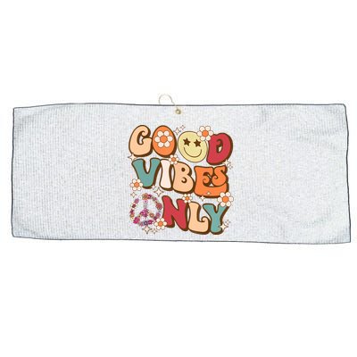 Good Vibes Only Peace Love 60s 70s Tie Dye With Retro Groovy Large Microfiber Waffle Golf Towel