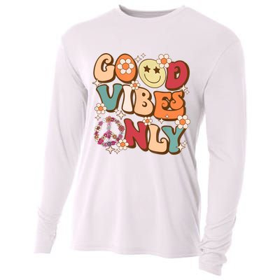 Good Vibes Only Peace Love 60s 70s Tie Dye With Retro Groovy Cooling Performance Long Sleeve Crew