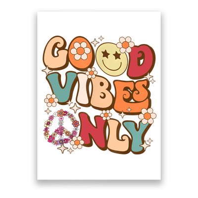 Good Vibes Only Peace Love 60s 70s Tie Dye With Retro Groovy Poster