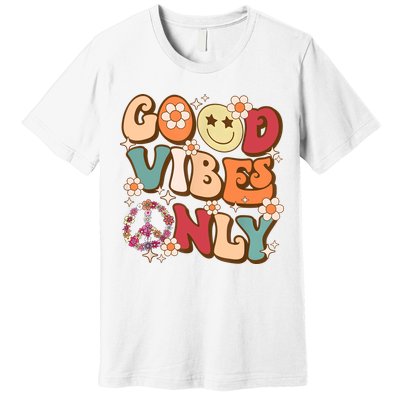 Good Vibes Only Peace Love 60s 70s Tie Dye With Retro Groovy Premium T-Shirt