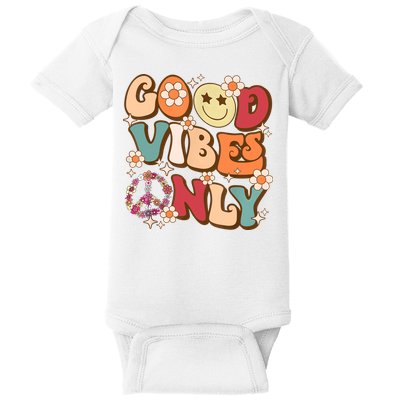 Good Vibes Only Peace Love 60s 70s Tie Dye With Retro Groovy Baby Bodysuit