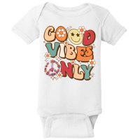 Good Vibes Only Peace Love 60s 70s Tie Dye With Retro Groovy Baby Bodysuit