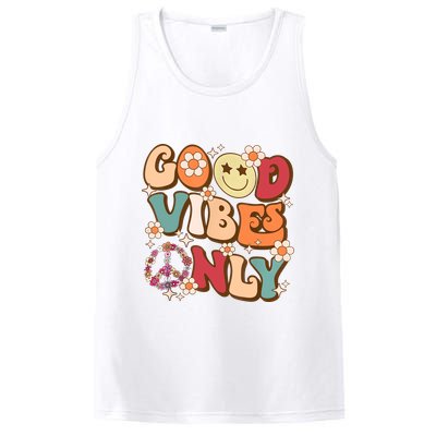 Good Vibes Only Peace Love 60s 70s Tie Dye With Retro Groovy PosiCharge Competitor Tank