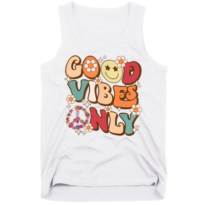 Good Vibes Only Peace Love 60s 70s Tie Dye With Retro Groovy Tank Top