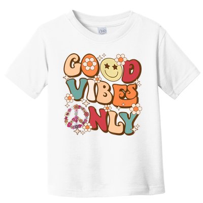 Good Vibes Only Peace Love 60s 70s Tie Dye With Retro Groovy Toddler T-Shirt