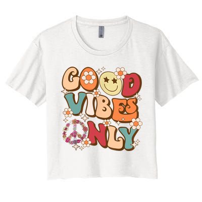 Good Vibes Only Peace Love 60s 70s Tie Dye With Retro Groovy Crop Top