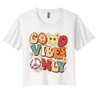 Good Vibes Only Peace Love 60s 70s Tie Dye With Retro Groovy Crop Top