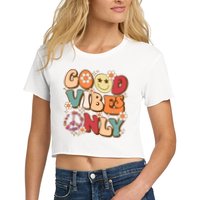 Good Vibes Only Peace Love 60s 70s Tie Dye With Retro Groovy Crop Top