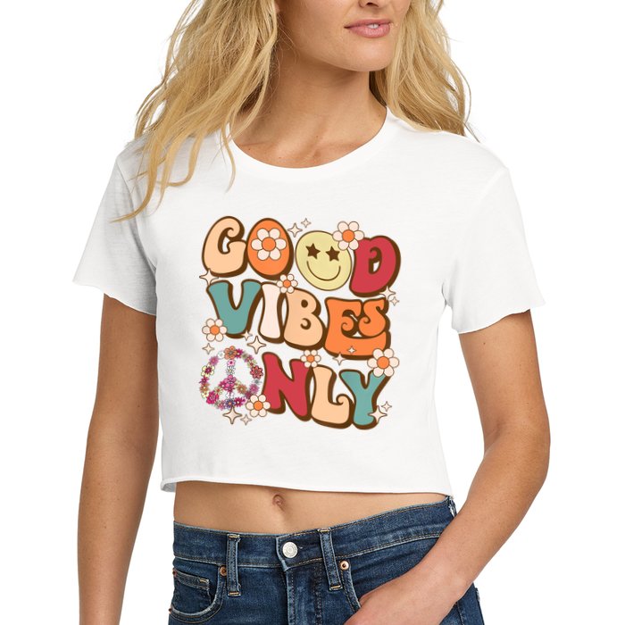 Good Vibes Only Peace Love 60s 70s Tie Dye With Retro Groovy Crop Top