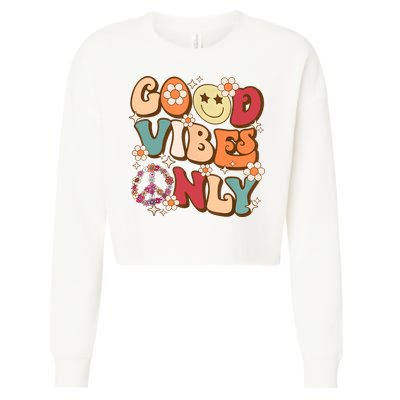 Good Vibes Only Peace Love 60s 70s Tie Dye With Retro Groovy Cropped Pullover Crew