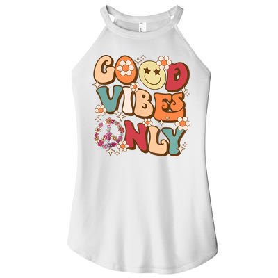 Good Vibes Only Peace Love 60s 70s Tie Dye With Retro Groovy Women's Perfect Tri Rocker Tank