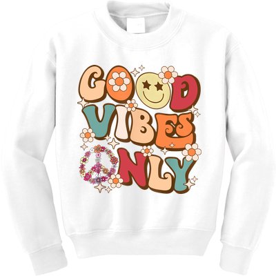Good Vibes Only Peace Love 60s 70s Tie Dye With Retro Groovy Kids Sweatshirt