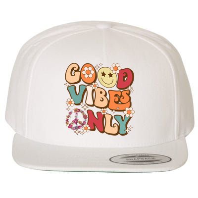Good Vibes Only Peace Love 60s 70s Tie Dye With Retro Groovy Wool Snapback Cap