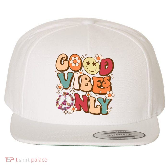 Good Vibes Only Peace Love 60s 70s Tie Dye With Retro Groovy Wool Snapback Cap