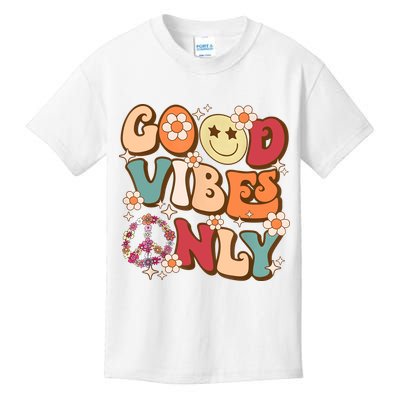 Good Vibes Only Peace Love 60s 70s Tie Dye With Retro Groovy Kids T-Shirt