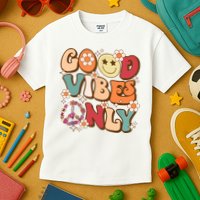 Good Vibes Only Peace Love 60s 70s Tie Dye With Retro Groovy Kids T-Shirt