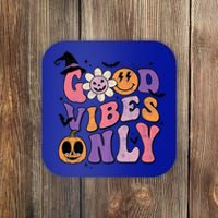 Good Vibes Only Pumpkin Ghost Spooky Season Retro Halloween Cool Gift Coaster