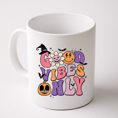 Good Vibes Only Pumpkin Ghost Spooky Season Retro Halloween Cool Gift Coffee Mug