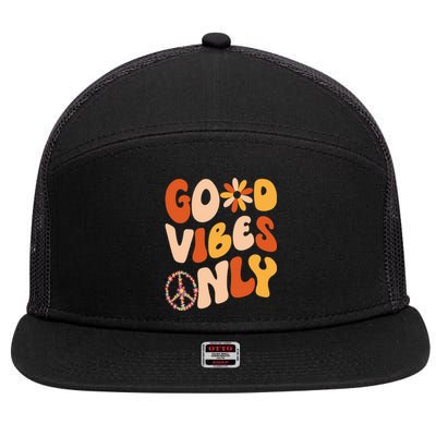 GOOD VIBES ONLY PEACE LOVE 60s 70s Tie Dye Groovy Hippie 7 Panel Mesh Trucker Snapback Hat