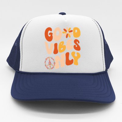 GOOD VIBES ONLY PEACE LOVE 60s 70s Tie Dye Groovy Hippie Trucker Hat