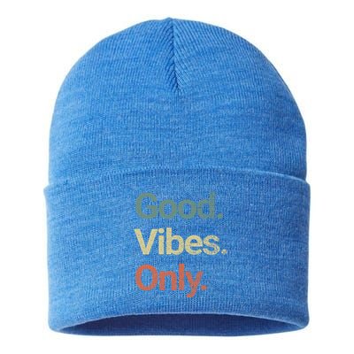 Good Vibes Only Positive Vibes Love Peace Namaste Cute Gift Sustainable Knit Beanie