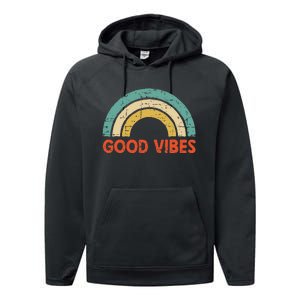 Good Vibes Only Funny Positive Inspirational Retro Performance Fleece Hoodie